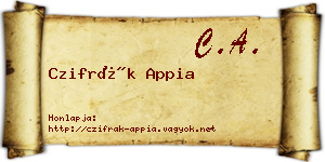 Czifrák Appia névjegykártya